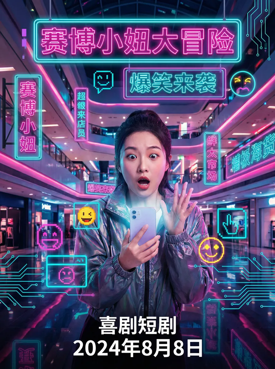 张大妈水很多 搞笑喜剧短剧 - 赛博小妞大冒险海报